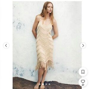 ZARA NWT KNIT CROCHET FRINGE DRESS